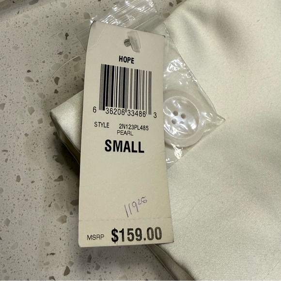 INC White Satin Trench Coat Double Breasted Belted Petite Small NWT - Picture 16 of 16